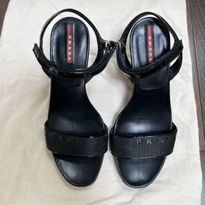 Prada leather and nylon Wedge Heel 36